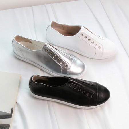 スニーカー レディース シルバー ホワイト 白 ブラック 黒 牛革 婦人靴 シューズ スリッポン 安い シンプル O 0669 Deciliter デシリットル 通販 Yahoo ショッピング