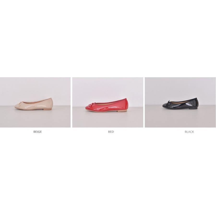 バレエシューズ フラット エナメル リボン パンプス レディース
