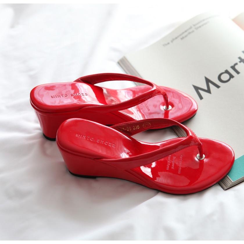 サンダル ウェッジヒール トング レディース ローヒール 黒 白