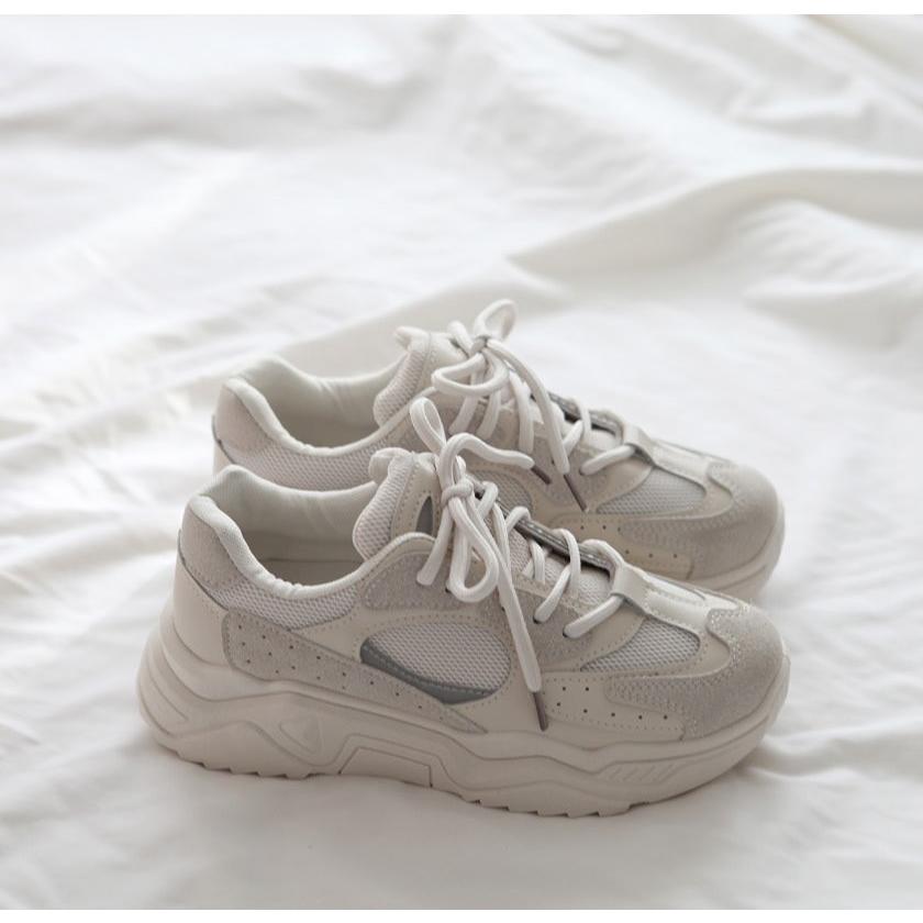 ダッドスニーカー レディース 厚底 ダッドシューズ 黒 ブラック ベージュ ピンク 婦人靴 靴 シューズ スニーカー スリッポン シンプル O 2728 Deciliter デシリットル 通販 Yahoo ショッピング