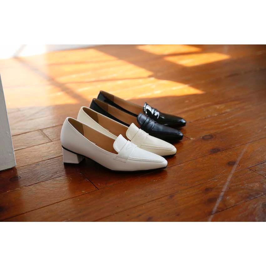 ローファー スクエアトゥ レディース おじ靴 革靴 ローヒール 太