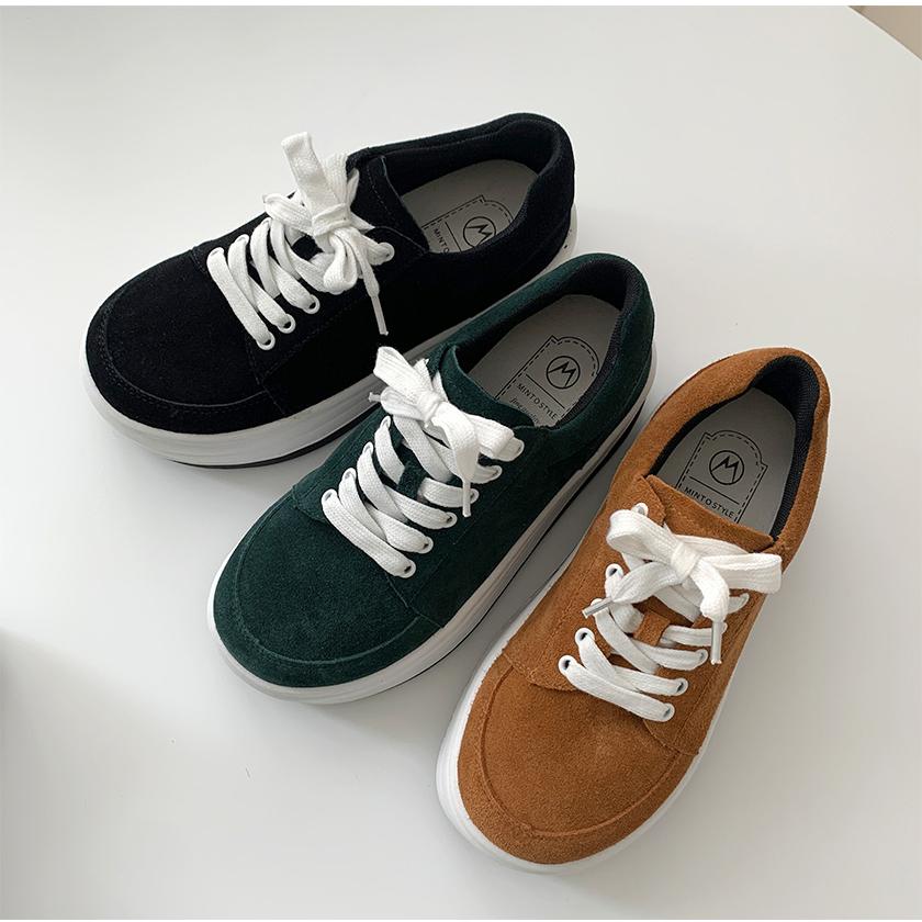 スニーカー 牛革 ローカット 厚底 ウェッジソール レディース フラット シンプル カジュアル 黒 茶色 緑 ブラック ブラウン グリーン 婦人靴 スリッポン 韓国 O 3651 Deciliter デシリットル 通販 Yahoo ショッピング