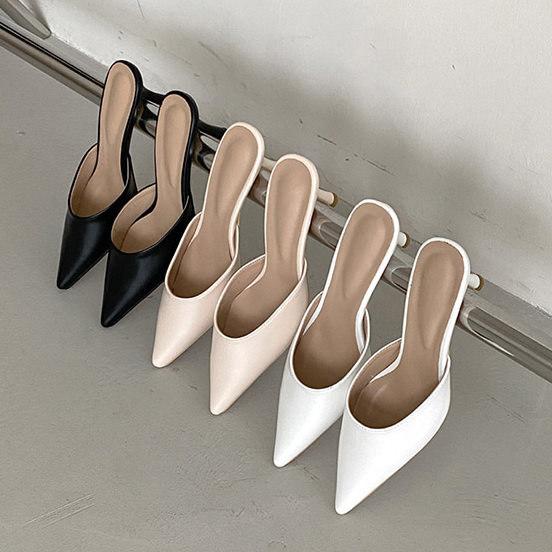 サンダル ミュール ポインテッドトゥ レディース ハイヒール ピンヒール 黒 白 ブラック ホワイト ベージュ 靴 婦人靴 歩きやすい ルイヒール 韓国 O 3729 Deciliter デシリットル 通販 Yahoo ショッピング