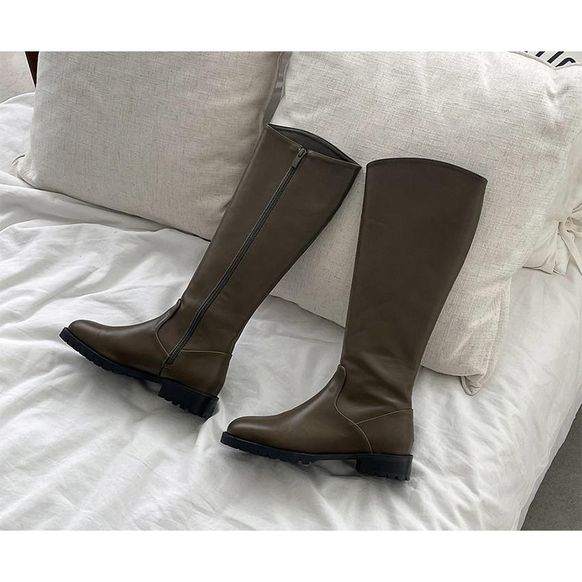 ロングブーツ トラックソール フラット レディース ローヒール 黒 茶色 ブラック ブラウン カーキー 歩きやすい 痛くない カジュアル 靴 婦人靴 韓国 |  | 12