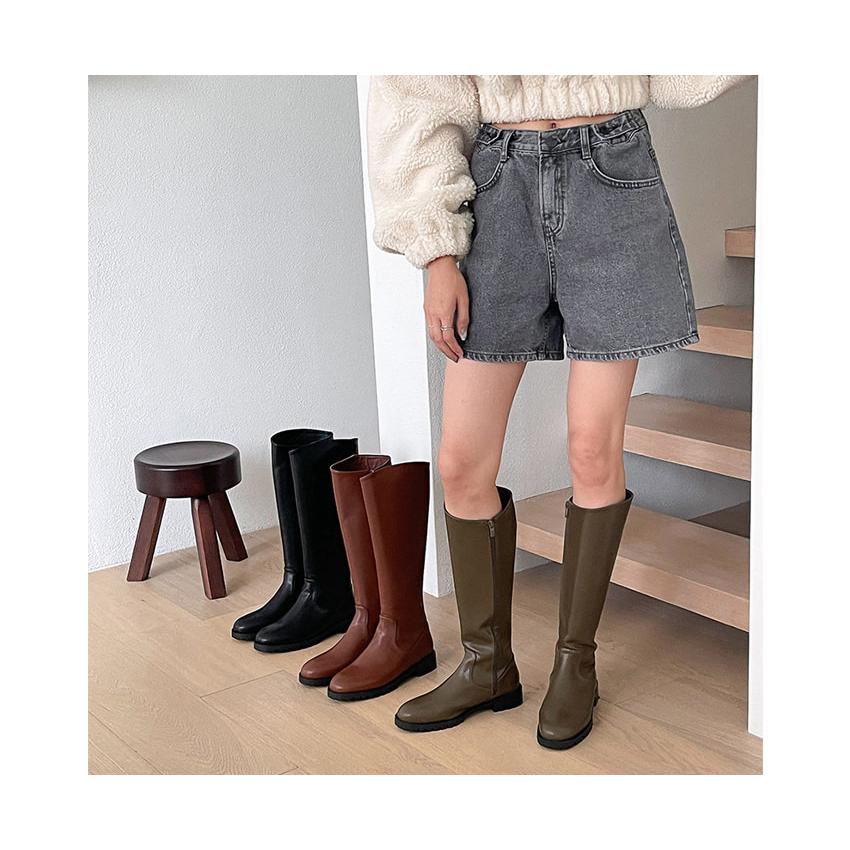 ロングブーツ トラックソール フラット レディース ローヒール 黒 茶色 ブラック ブラウン カーキー 歩きやすい 痛くない カジュアル 靴 婦人靴 韓国 |  | 15