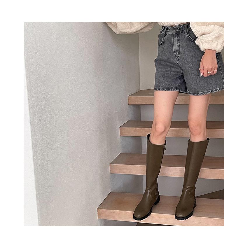 ロングブーツ トラックソール フラット レディース ローヒール 黒 茶色 ブラック ブラウン カーキー 歩きやすい 痛くない カジュアル 靴 婦人靴 韓国 |  | 18