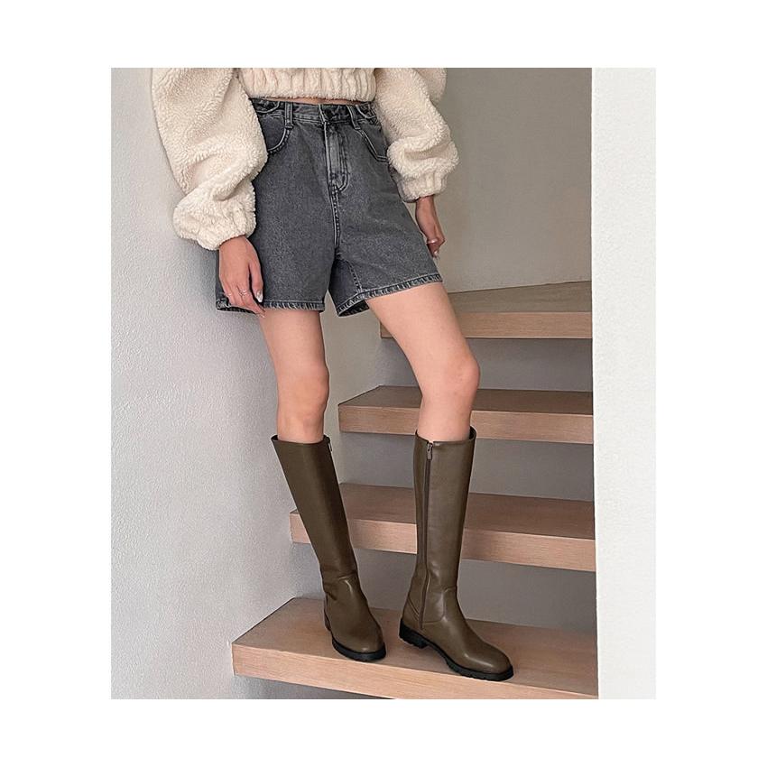 ロングブーツ トラックソール フラット レディース ローヒール 黒 茶色 ブラック ブラウン カーキー 歩きやすい 痛くない カジュアル 靴 婦人靴 韓国 |  | 19