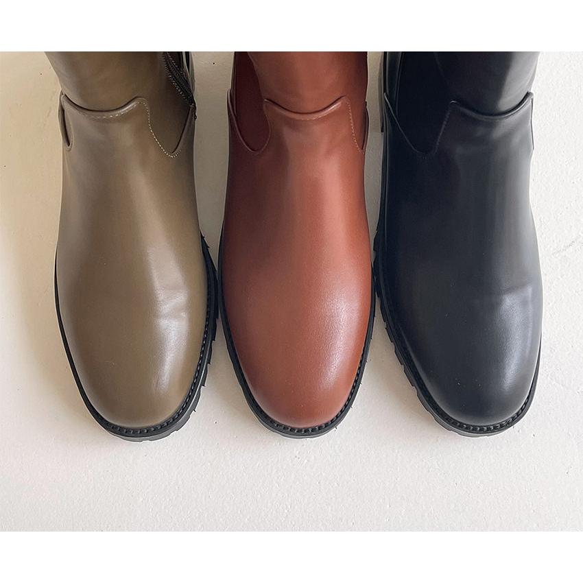ロングブーツ トラックソール フラット レディース ローヒール 黒 茶色 ブラック ブラウン カーキー 歩きやすい 痛くない カジュアル 靴 婦人靴 韓国 |  | 09