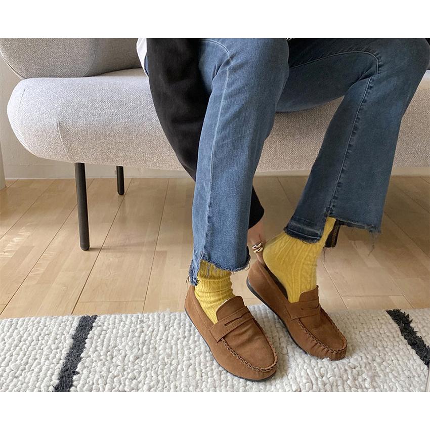 ローファー モカシン スエード フェイクファー フラット レディース