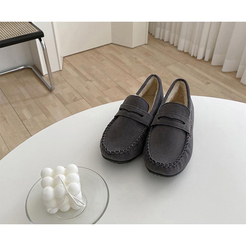 ローファー モカシン スエード フェイクファー フラット レディース