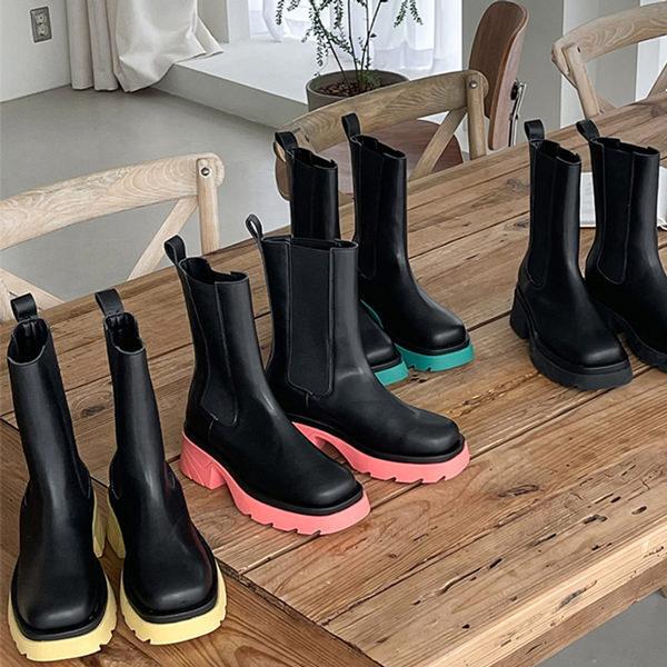 公式通販サイト ショートブーツ ワークブーツ サイドゴア トラックソール 厚底 スクエアトゥ レディース 黒 緑 黄色 ブラック グリーン イエロー ピンク 靴 婦人靴 韓国 安心のメーカー直販 Www Superavila Com