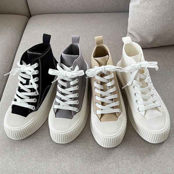 スニーカー ハイカット ウェッジソール レースアップ 靴紐 厚底 フラット レディース 黒 灰色 白 ブラック グレー ベージュ ホワイト 靴 婦人靴 韓国 O 4685 Deciliter デシリットル 通販 Yahoo ショッピング