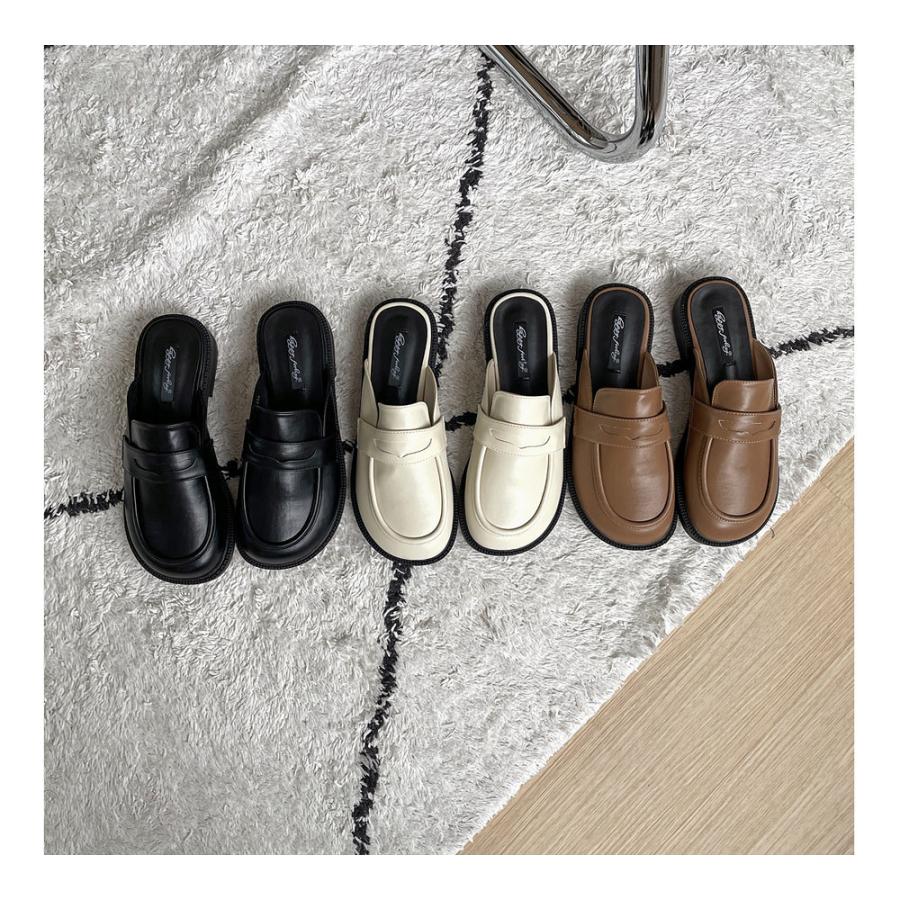 ミュール サンダル ローファー オブリークトゥ コインローファー