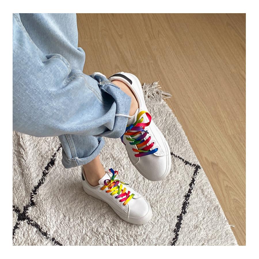 スニーカー 牛革 キャップトゥ ローカット 厚底 靴紐 フラット