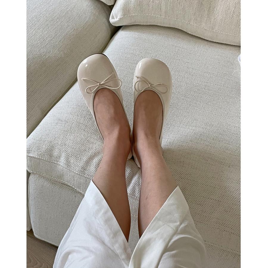 バレエシューズ パンプス フラット オブリークトゥ りぼん リボン