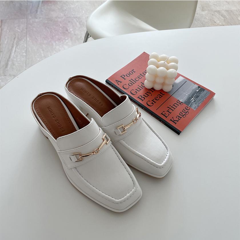 ミュール ローファー サンダル スクエアトゥ ビット モチーフ