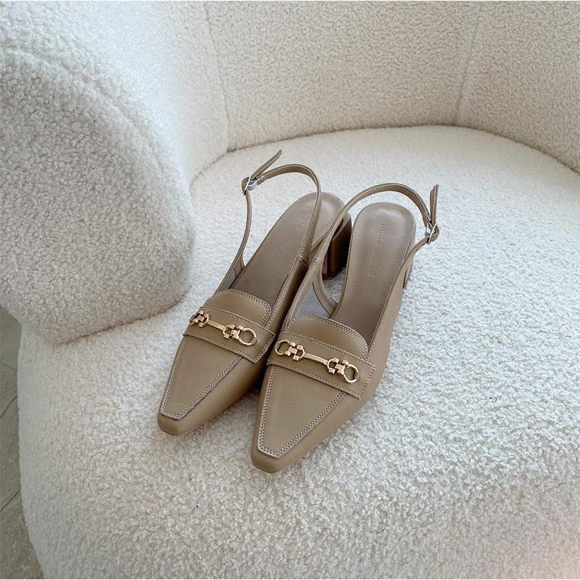 【HIROFU】ローファー型　サンダル バックストラップ　24cm osharewalker ローファー サンダル レディース シューズ 厚底