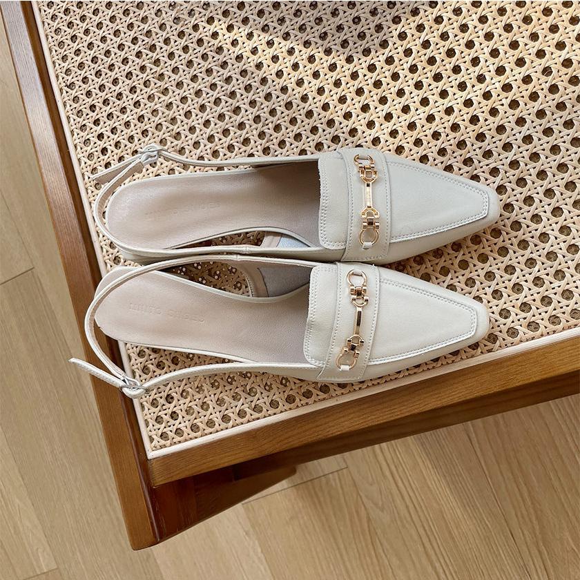 ローファー サンダル 牛革 バックストラップ ビット モチーフ