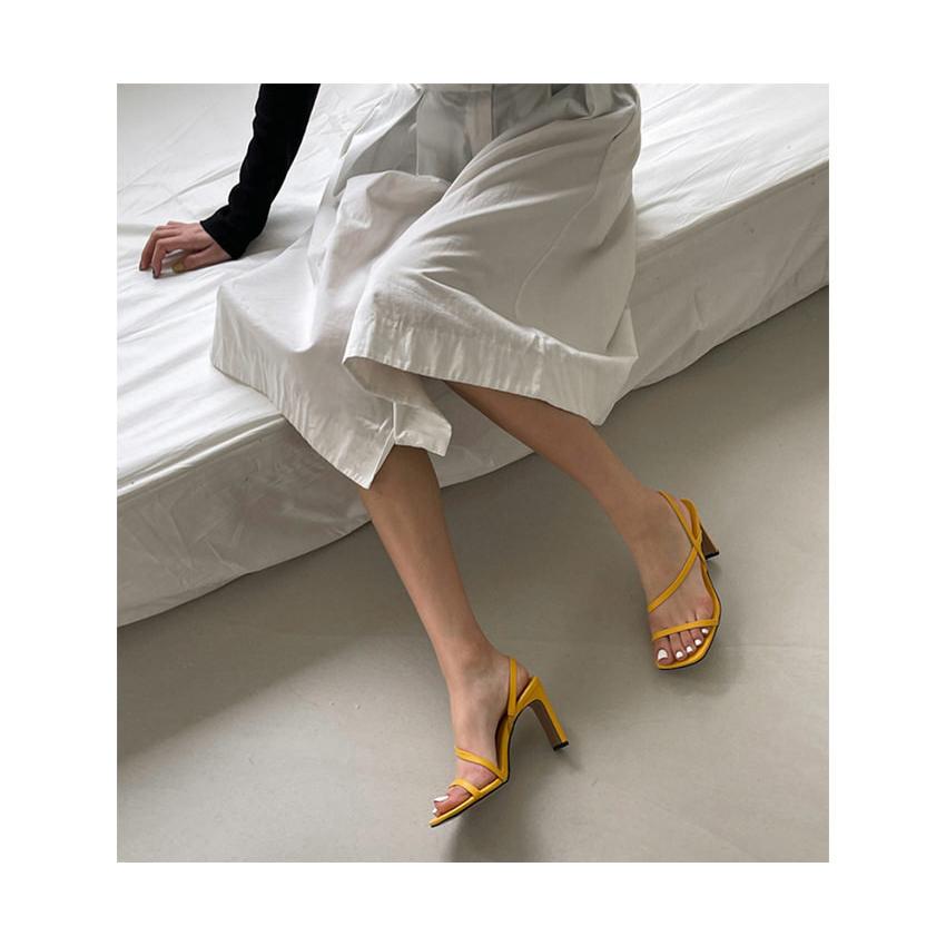 サンダル バックストラップ 細め レディース ハイヒール プレート