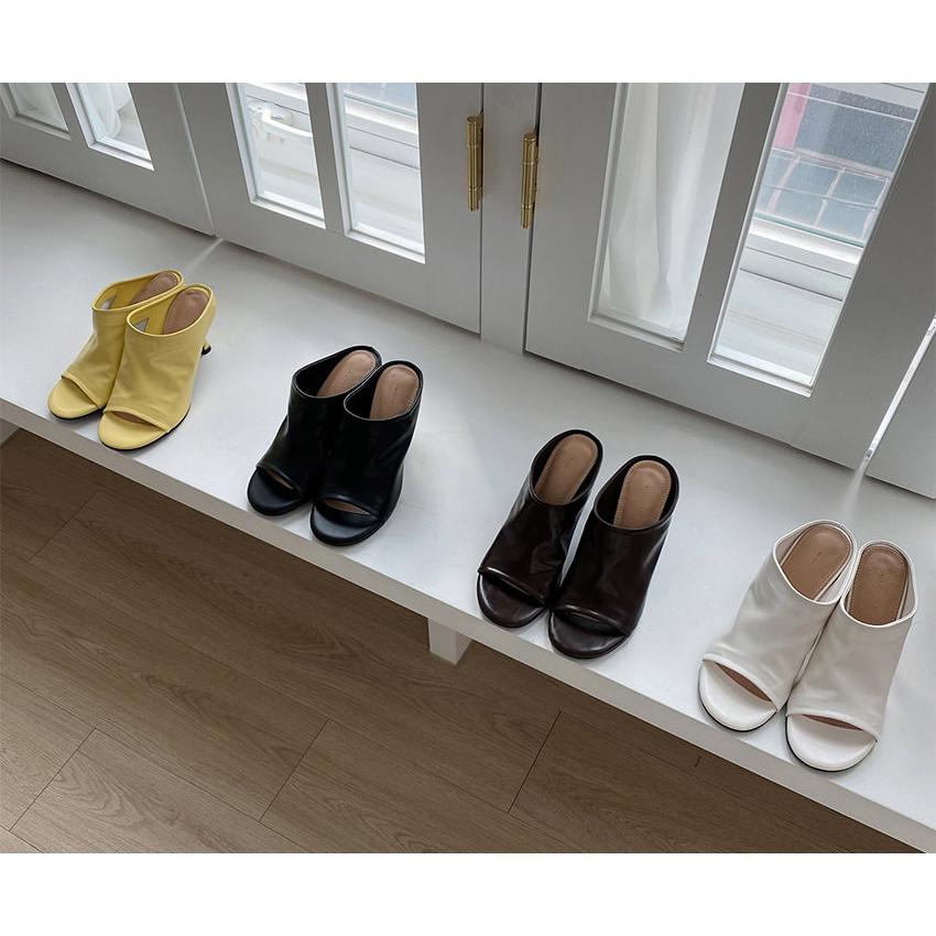 ミュール サンダル レディース ハイヒール 黒 茶色 黄色 ブラック