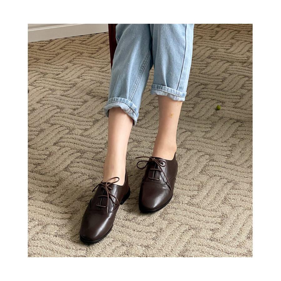 オックスフォードシューズ レースアップ スクエアトゥ フラット