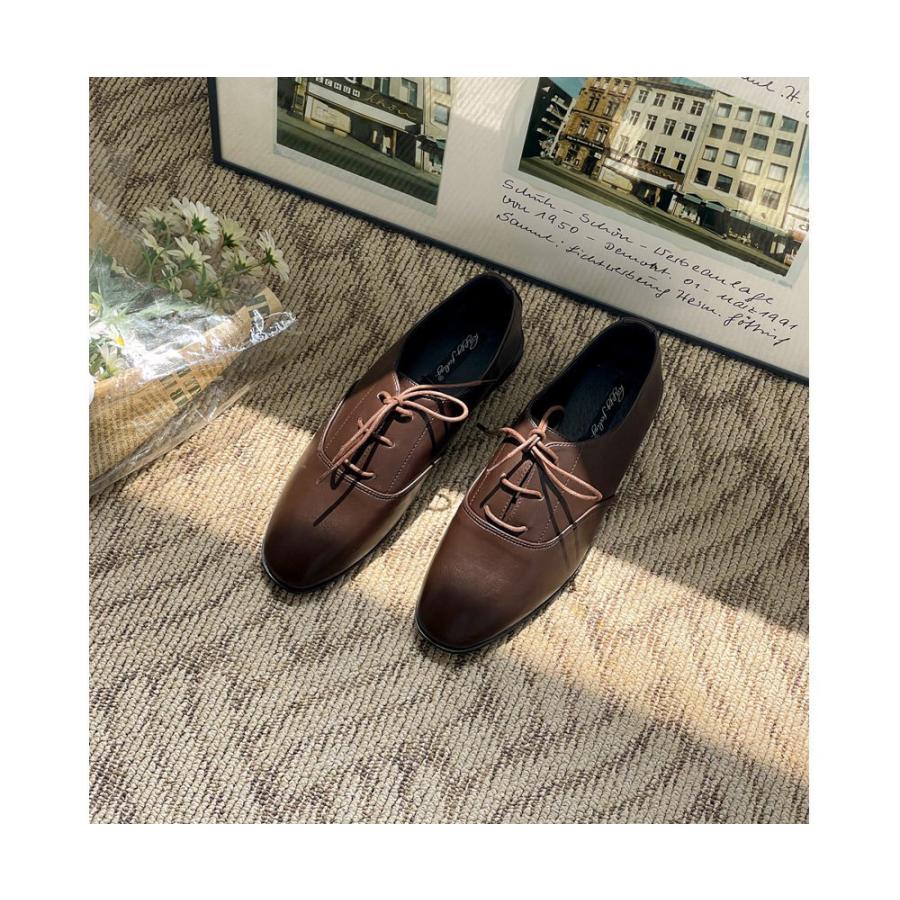 オックスフォードシューズ レースアップ スクエアトゥ フラット