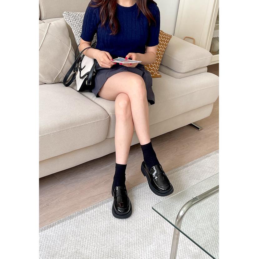 ローファー オブリークトゥ フラット レディース ローヒール 黒