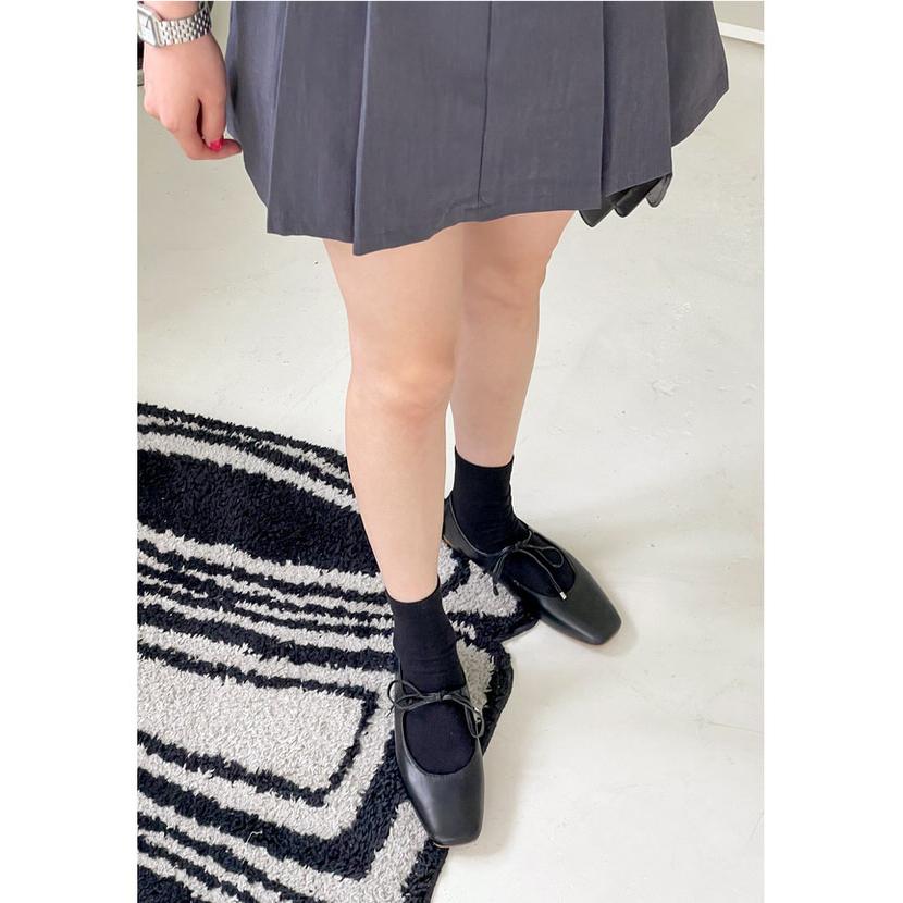 バレエシューズ パンプス フロントストラップ りぼん リボン スクエア