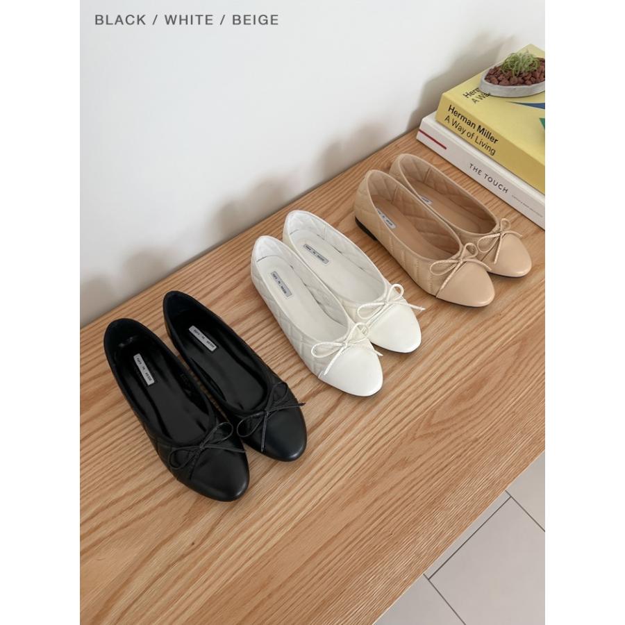 新品！プリティバレリーナ 黒 キルティング リボン パンプス 23.5～24cm 美品 プリティバレリーナ キルティング バレエシューズ 23.5cm