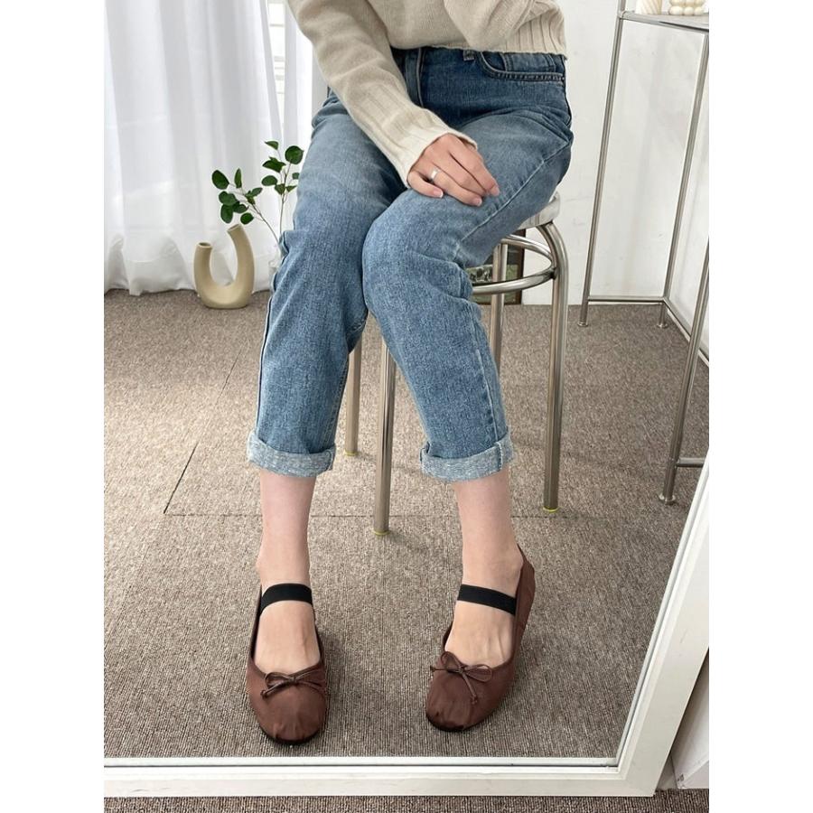 バレエシューズ パンプス ストラップ りぼん リボン フラット サテン