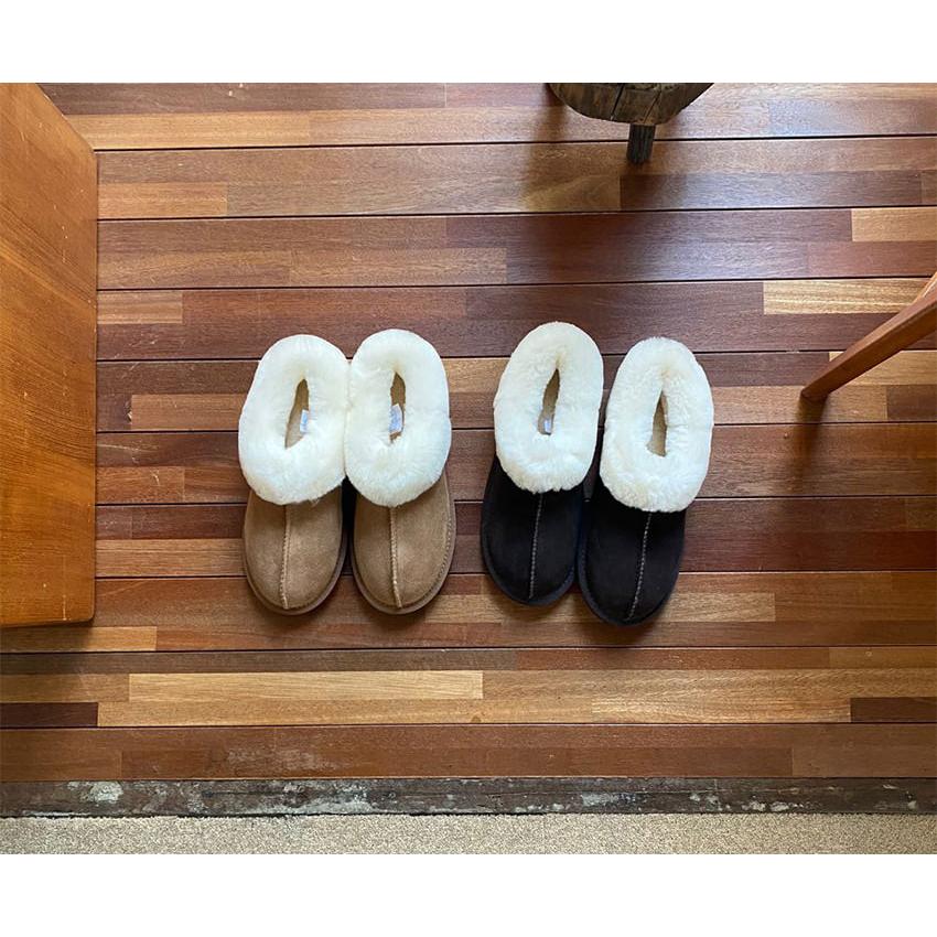 サンダル ブーティ ムートンブーツ 羊革 羊毛 モコモコ フラット