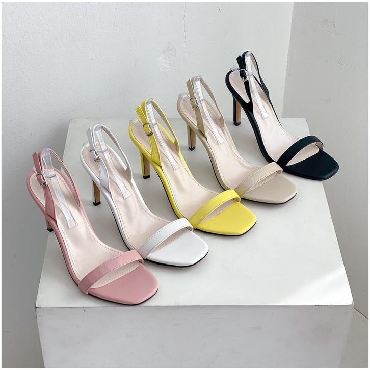 サンダル バックストラップ レディース ハイヒール ピンヒール 黒 白 _