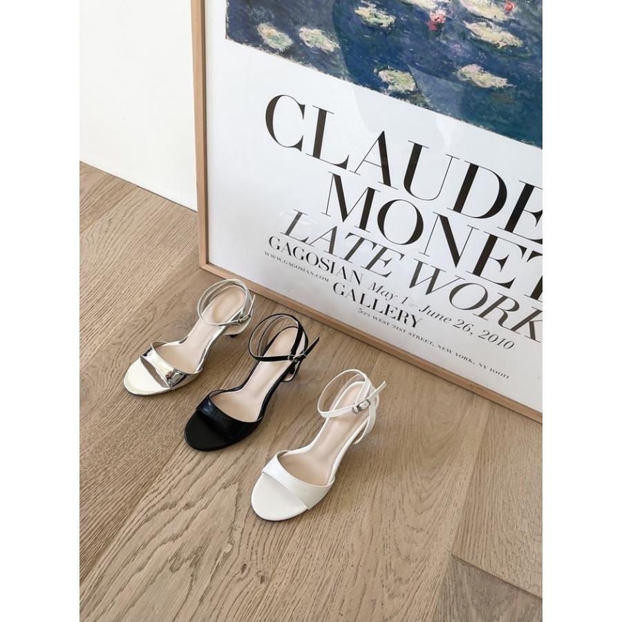 サンダル アンクルストラップ レディース ハイヒール 黒 白 銀  