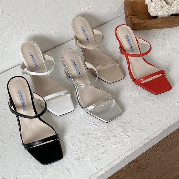 サンダル ミュール レディース ピンヒール ハイヒール 黒 赤 白 銀