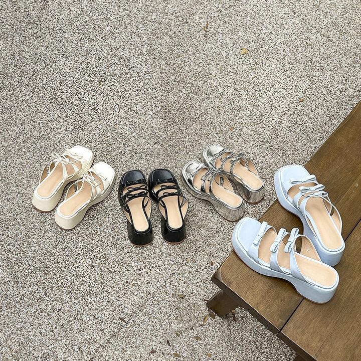 サンダル りぼん リボン 厚底 ウェッジソール ウェッジヒール