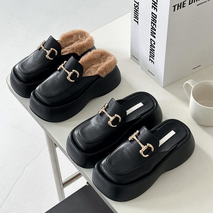 ローファー サンダル ビットモチーフ 厚底 ウェッジソール フラット