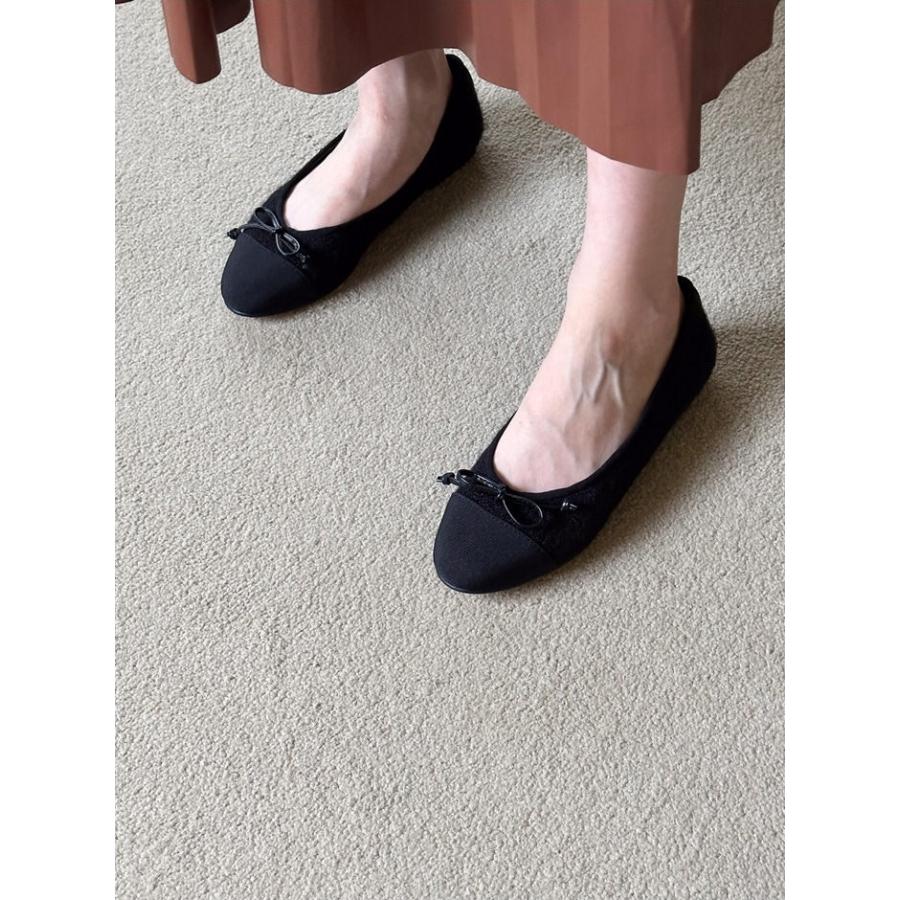 バレエシューズ パンプス りぼん リボン ツイード キャップトゥ