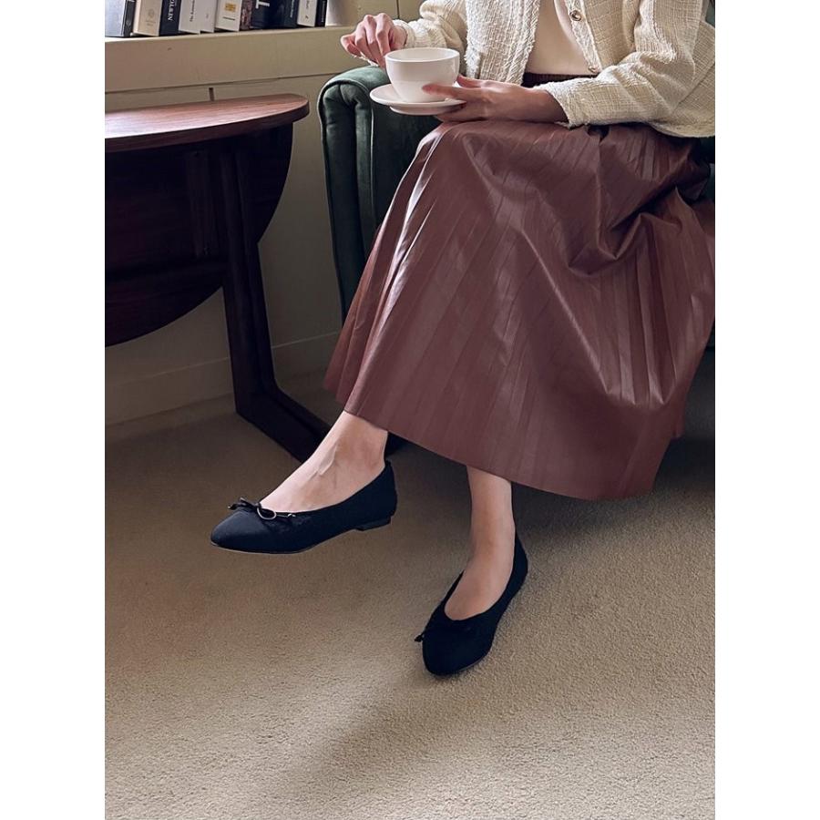 バレエシューズ パンプス りぼん リボン ツイード キャップトゥ