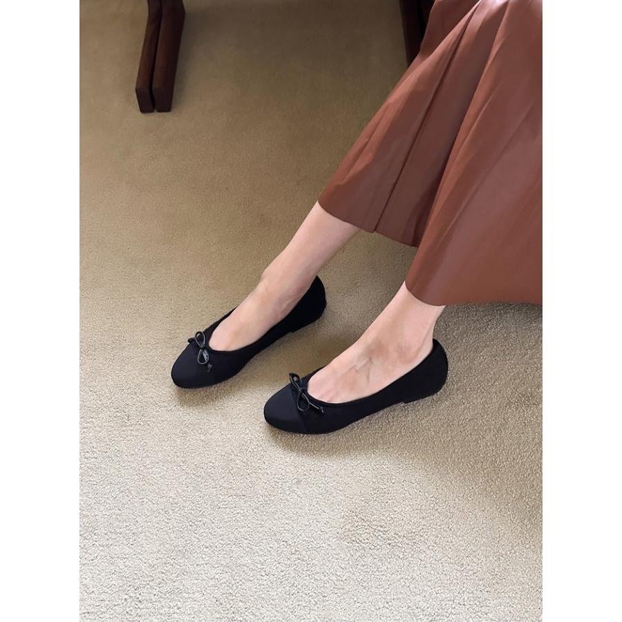 バレエシューズ パンプス りぼん リボン ツイード キャップトゥ