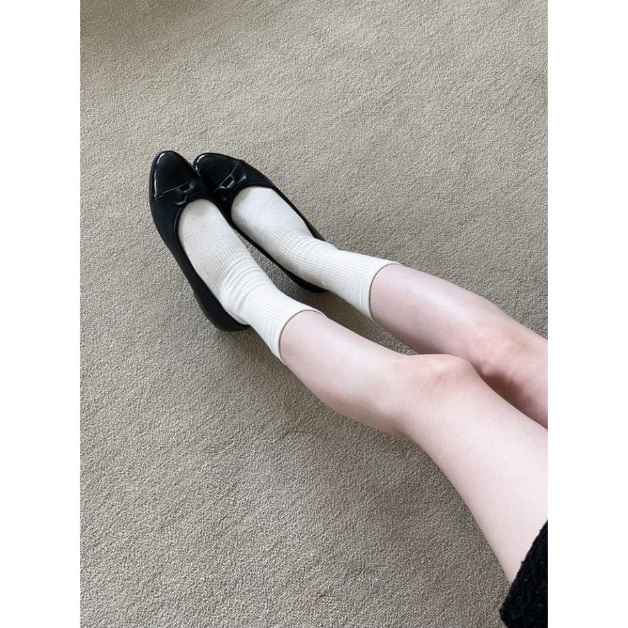 バレエシューズ パンプス りぼん リボン キャップトゥ フラット