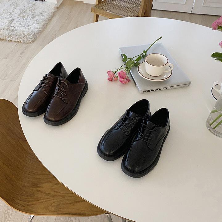 オックスフォードシューズ スクエアトゥ フラット レディース