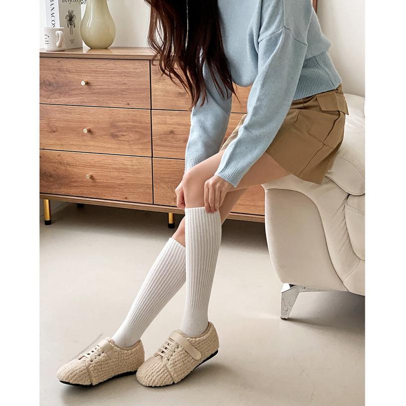 フラットシューズ スニーカー オックスフォード フェイクファー