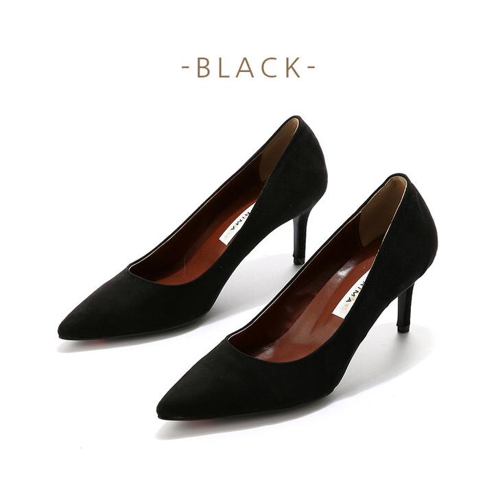 パンプス ポインテッドトゥ プレーン レディース ハイヒール 黒 茶