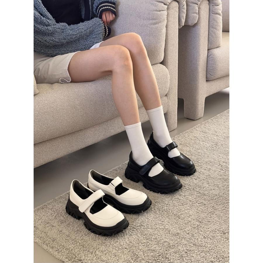 ローファー プラットフォームシューズ フロントストラップ