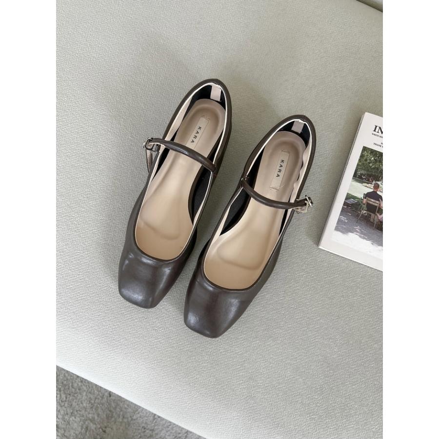 バレエシューズ パンプス スクエアトゥ ストラップ フラット