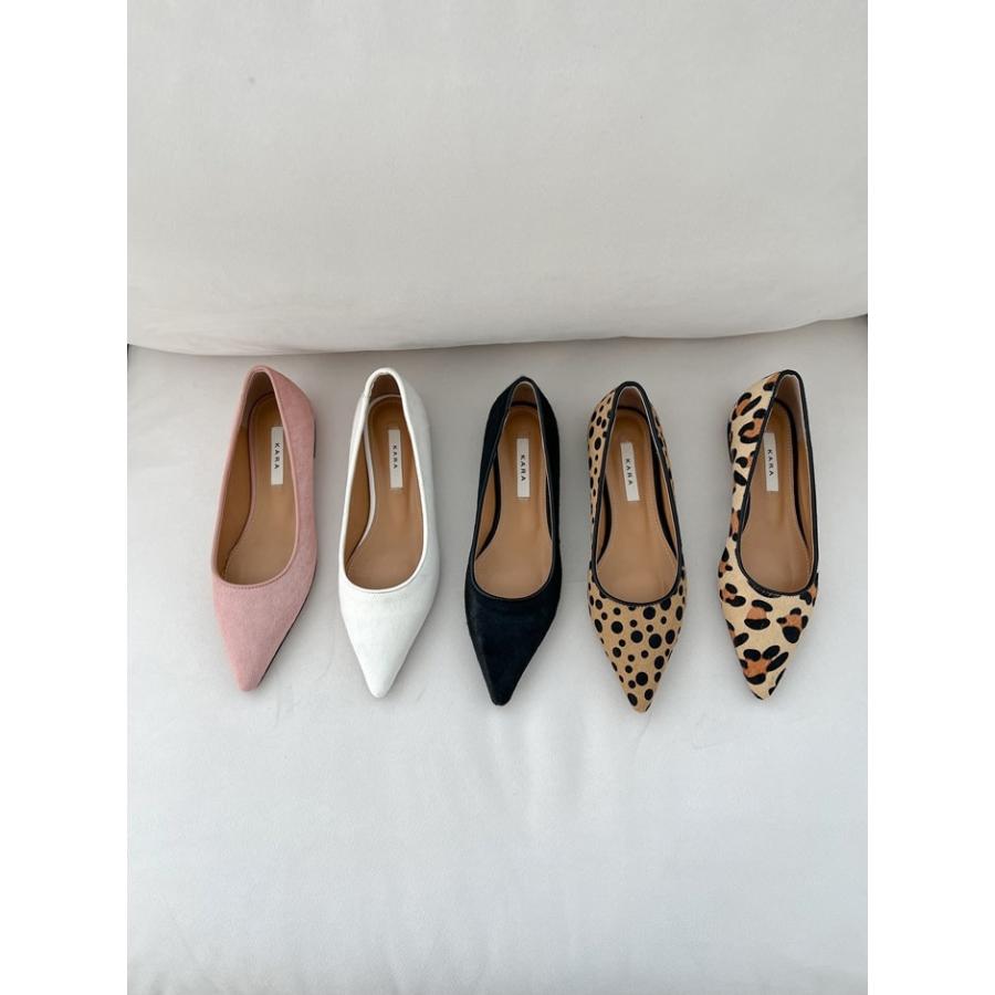 STATUS　レオパード　ポインテッドトゥ　フラット　バレエ　23.5　豹柄 バレエシューズ パンプス ポインテッドトゥ カーフレザー