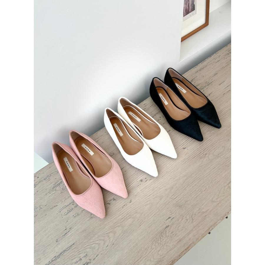 バレエシューズ パンプス ポインテッドトゥ カーフレザー