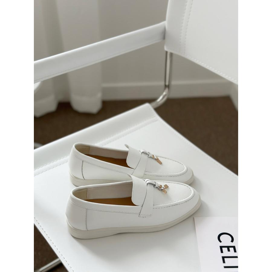 ローファー スリッポン 天然牛革 フラット レディース ローヒール 黒