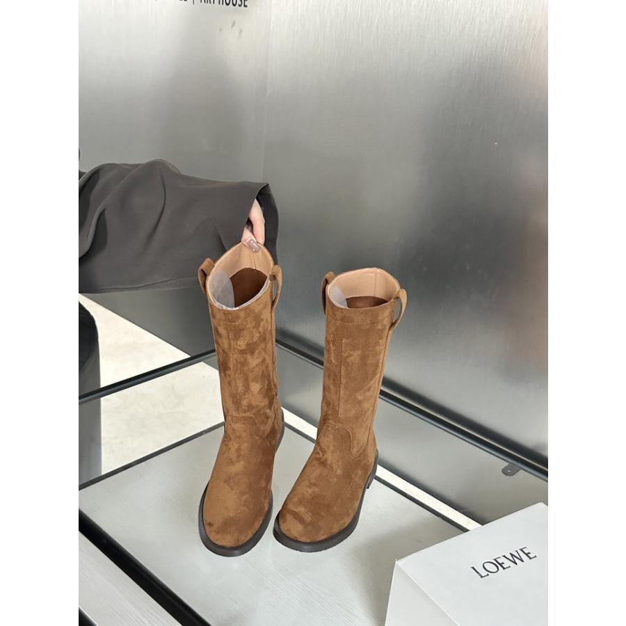 ロングブーツ フラット レディース ローヒール 黒 茶 ブラック