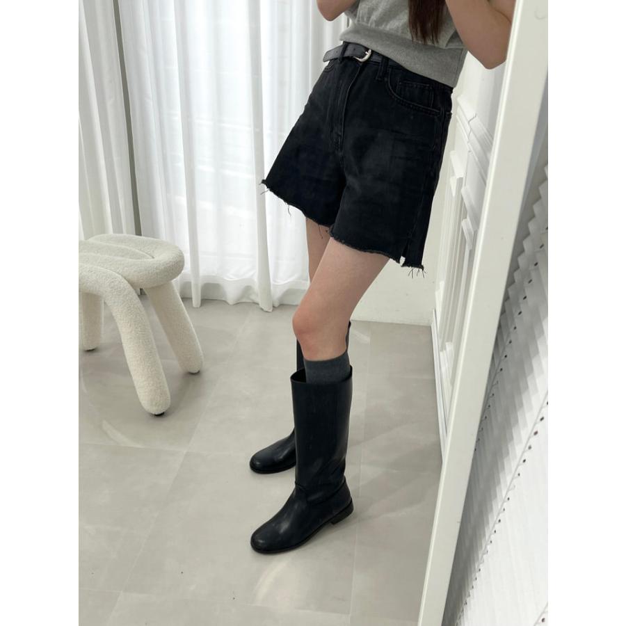 ロングブーツ ジョッキーブーツ レザー スエード フラット レディース